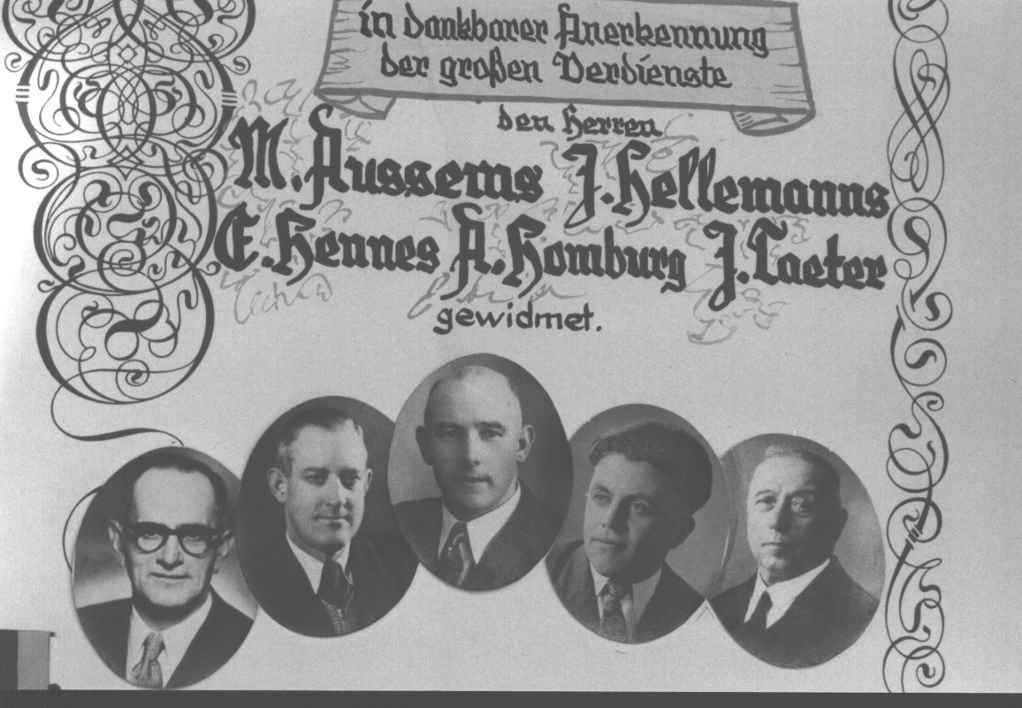 Die fünf Vereinsgründer der Asteneter Schützen im Jahre 1949